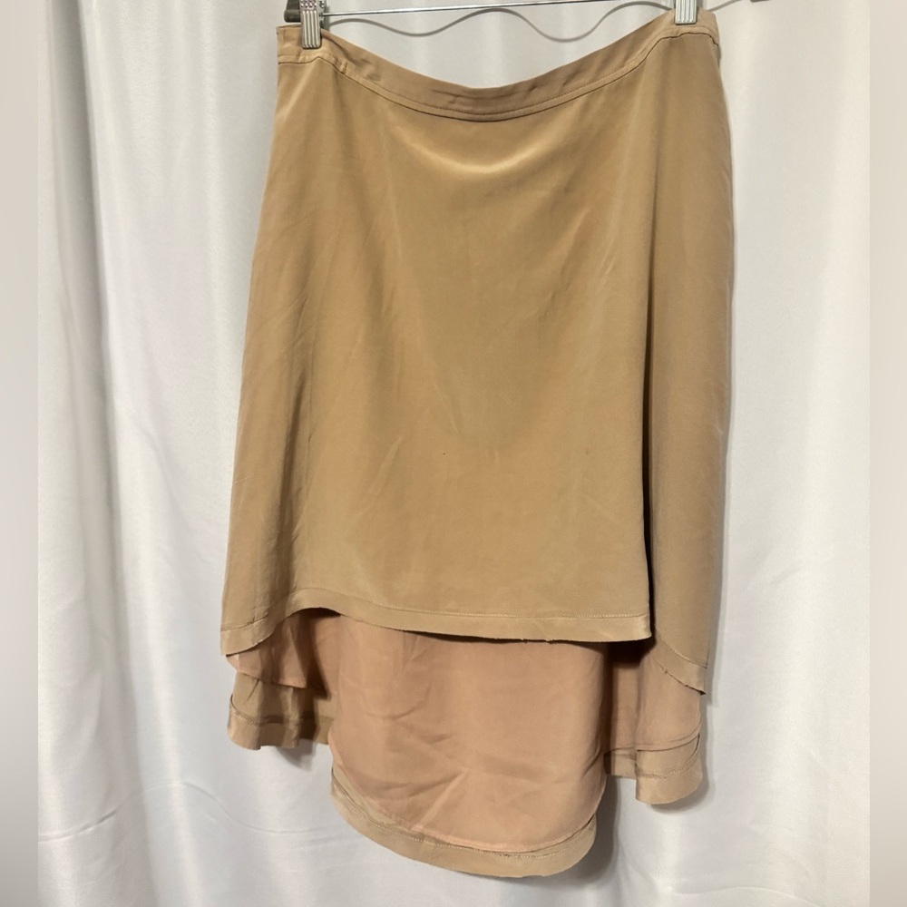 Armani Exchange Taupe High-Low Layered Midi Skirt - Picture 3 of 10